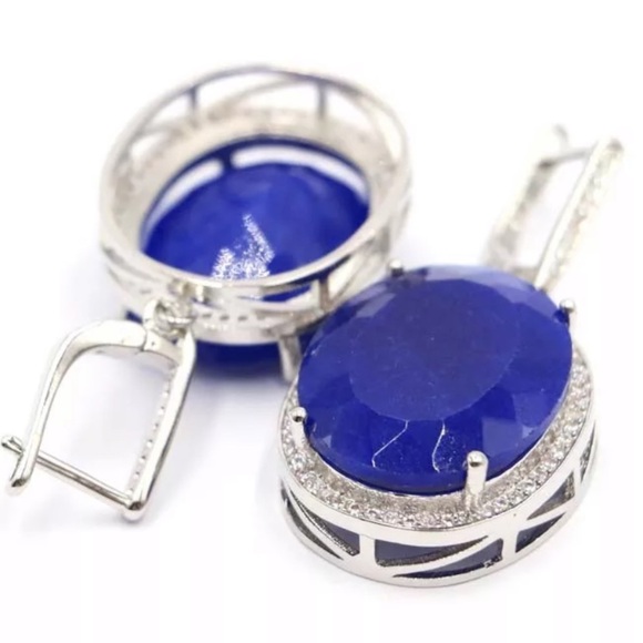 🔥🔥NEW GENUINE BLUE SAPPHIRE EARRING SET🔥🔥 - Picture 4 of 4
